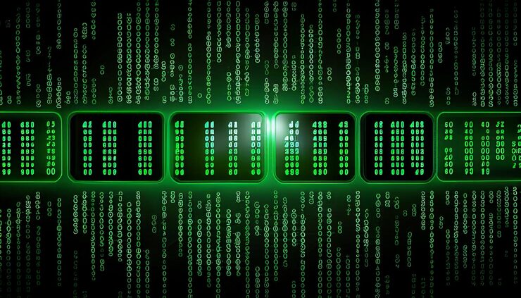 Photo data from a digital stream or binary code on a matrix background with vector digits from virtual security technology generative ai sometimes known as binary code or green numbers