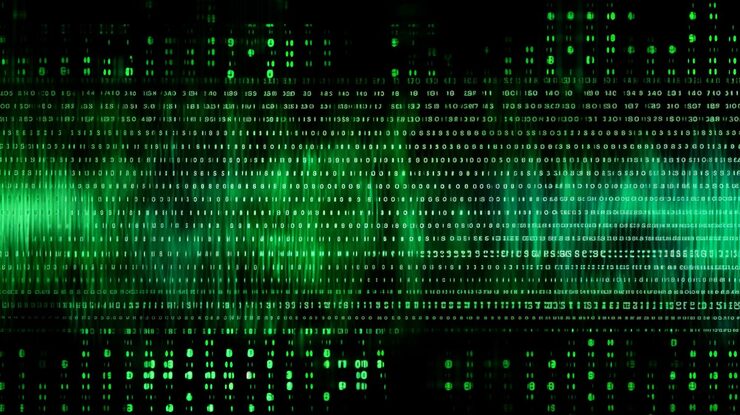 Photo data from a digital stream or binary code on a matrix background with vector digits from virtual security technology generative ai sometimes known as binary code or green numbers