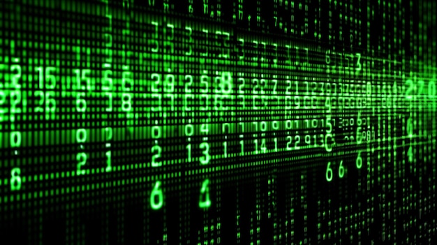 デジタル ストリームからのデータ、または仮想セキュリティ テクノロジからのベクトル数字を含むマトリックス背景上のバイナリ コード