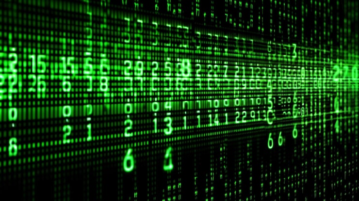 Photo data from a digital stream or binary code on a matrix background with vector digits from virtual security technology generative ai sometimes known as binary code or green numbers