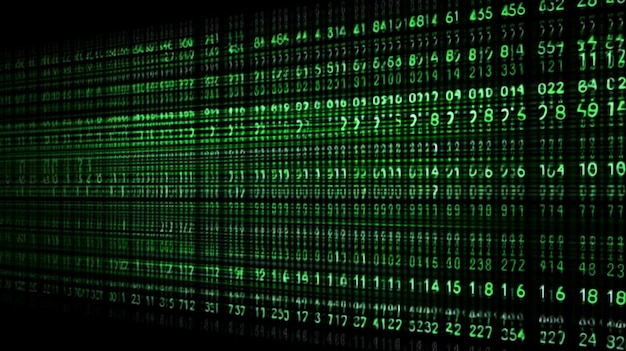 data from a digital stream or binary code on a matrix background with vector digits from virtual security technology generative ai sometimes known as binary code or green numbers