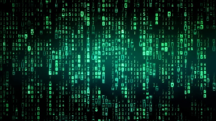 Photo data from a digital stream or binary code on a matrix background with vector digits from virtual security technology generative ai sometimes known as binary code or green numbers