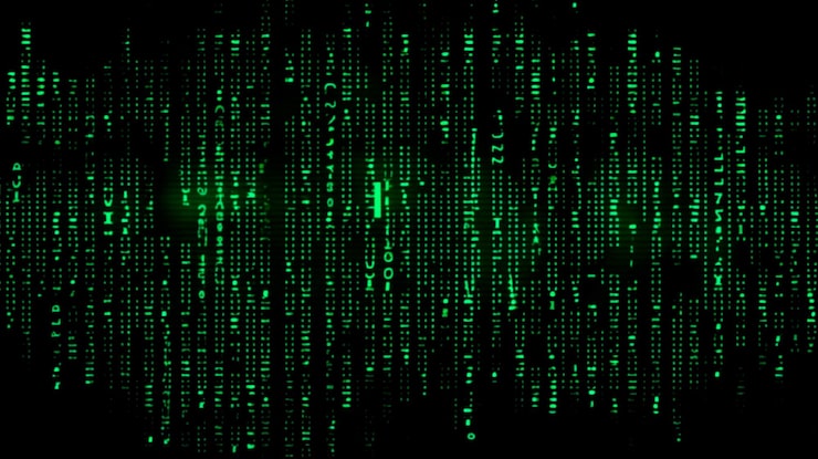 Photo data from a digital stream or binary code on a matrix background with vector digits from virtual security technology sometimes known as binary code or green numbers generative ai