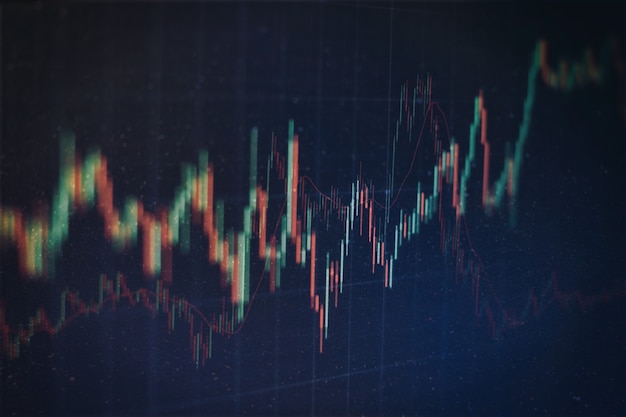 data on a monitor which including of Market Analyze. Bar graphs, Diagrams, financial figures. Forex chart.