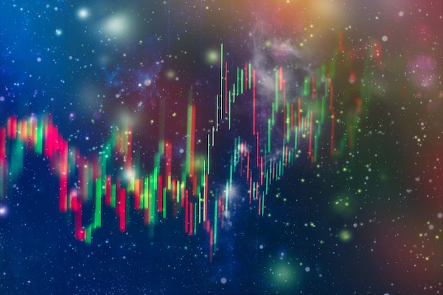 data on a monitor which including of Market Analyze. Bar graphs, Diagrams, financial figures. Forex chart.