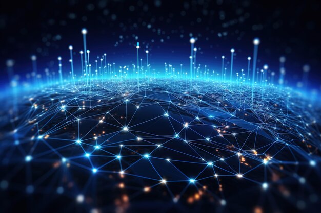 data network connect Blockchain technology futuristic global networking generative ai