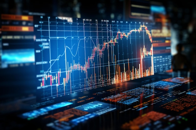 データに富んだ金融チャートは ビジネス環境における 情報に基づいた決定を 形作る分析を伝えます