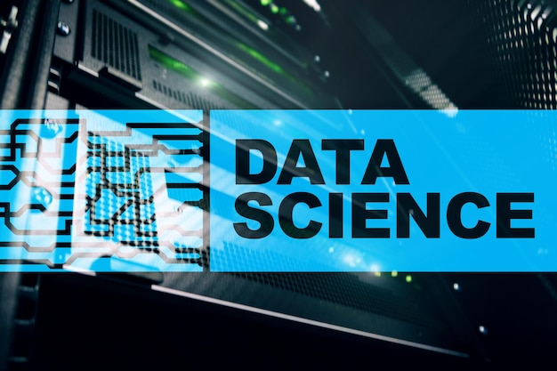 Photo data science artificial intelligence concept. futuristic supercomputer background.