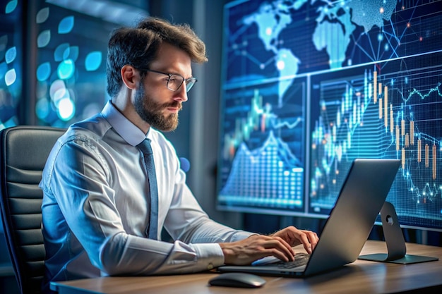 data science and big data technology scientist computing analysing and visualizing complex data set on computer data mining artificial intelligence machine learning