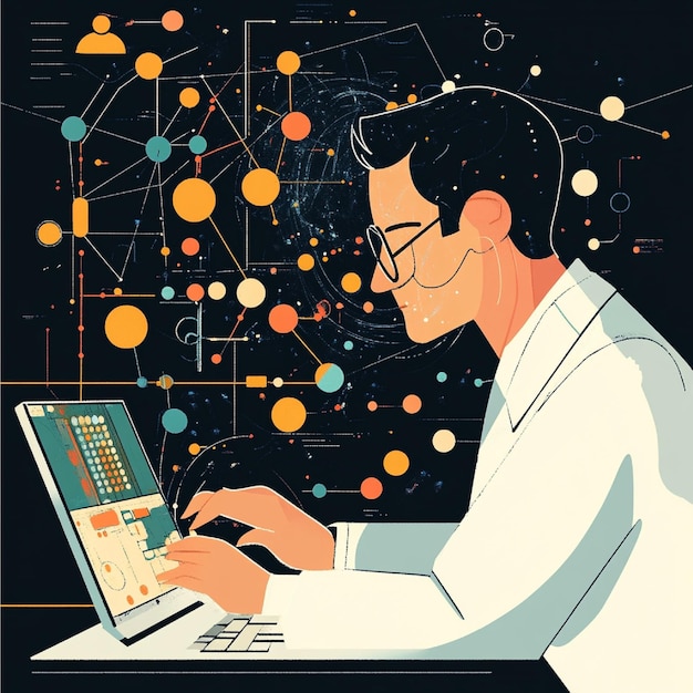 一位數據科學家使用複雜的算法從大型數據集中提取模式