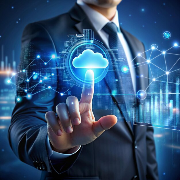 data scientists hand of programmer touch and analyzing development at various information on interface big data algorithm