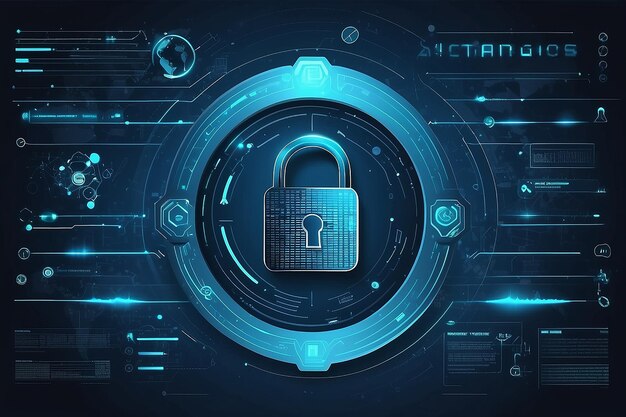 Data security technology background vector in blue tone