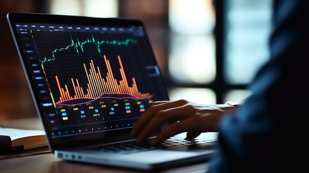 Data statistical index graph on virtual screen concept