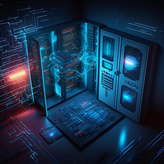 Data storage room technology concept