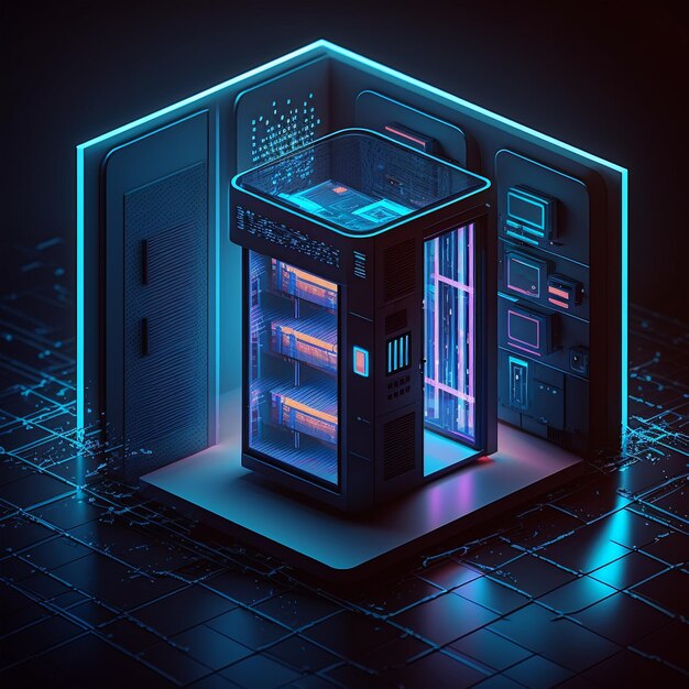 Data storage room technology concept