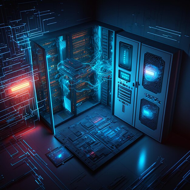 Data storage room technology concept