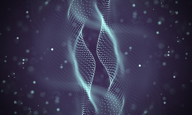 Data technology abstract futuristic illustration Low poly shape with connecting dots and lines on dark background 3D rendering Big data visualization