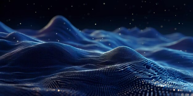 Data technology futuristic illustration Blue wave pattern on a dark background Generative AI