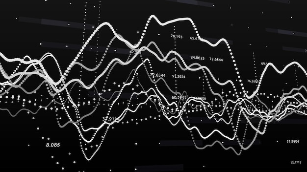 Фото Иллюстрация технологии данных абстрактный футуристический фон волна с соединяющими точками и линиями на темном фоне волна частиц