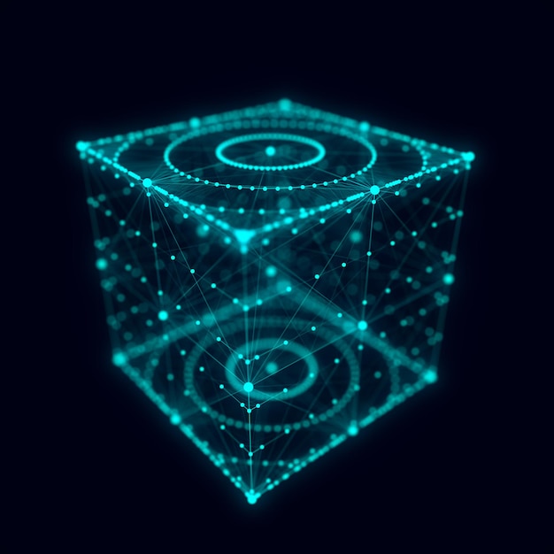 data technology illustration abstract futuristic background wave with connecting dots and lines on dark background wave of particles
