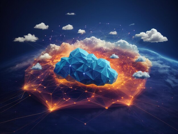 Data Transfer Cloud Computing Technology Concept Photorealistic Image