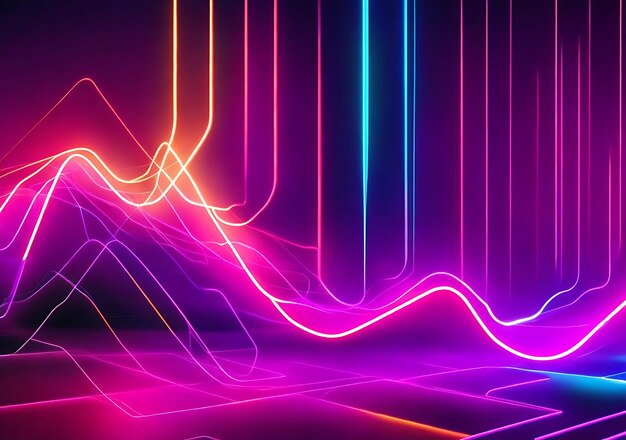 Photo data visualization neon abstract background generated ai