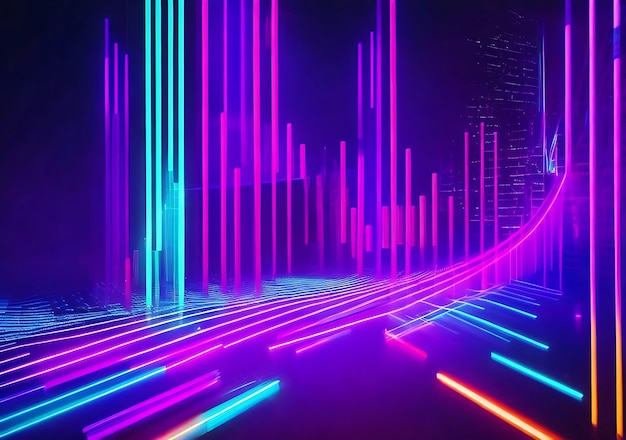 Data visualization neon abstract background generated ai