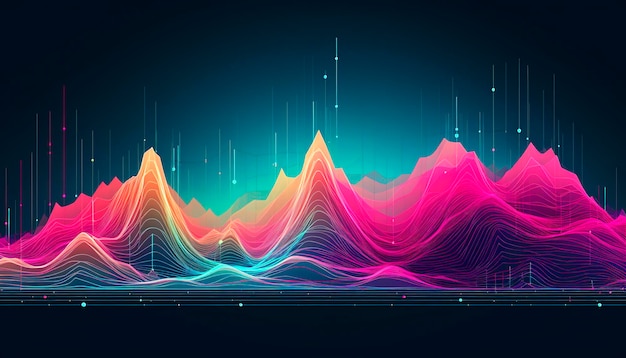 Data visualization neon abstract background