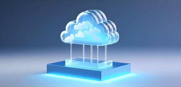 Photo database cloud computing server 3d illustration technology blue background