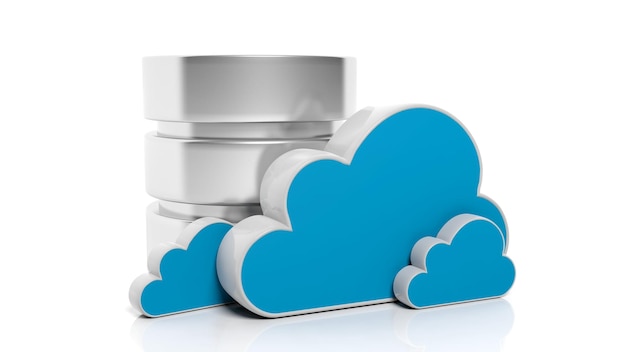 Иконки базы данных и облака на белом фоне