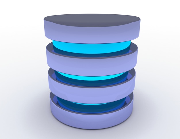 Database and Hard Disk Icon . 3d rendered illustration