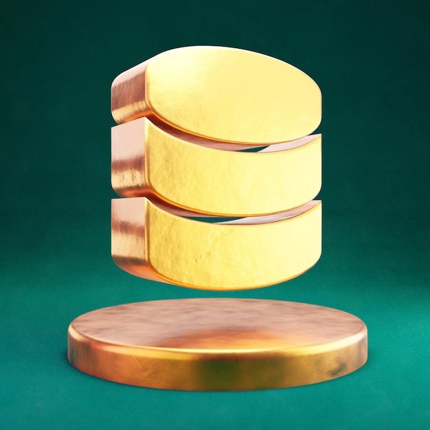 Database icon. Fortuna Gold Database symbol on golden podium.