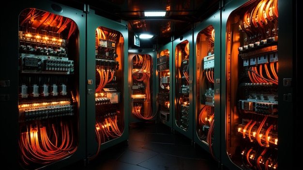 datacenter en internettechnologieconcept met serverruimte op de achtergrond