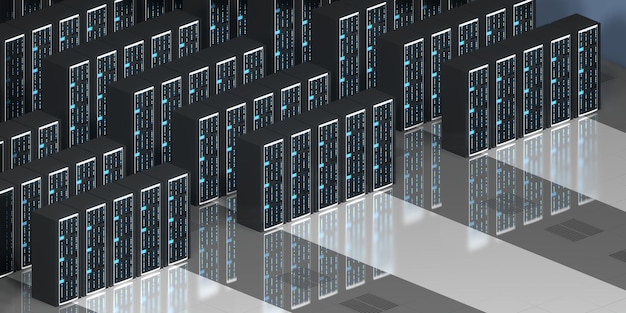 Datacenter met veel computerrekken