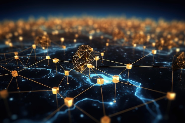 Datanetwerk verbinden Blockchain-technologie futuristische wereldwijde netwerken generatieve AI