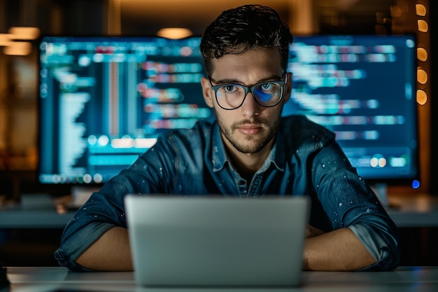 Datawetenschapper die met moderne technologie werkt