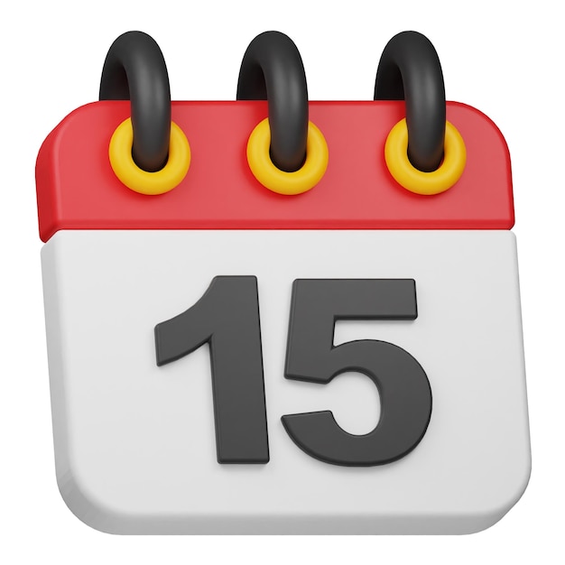 date 15 3d icon isolated on the white background