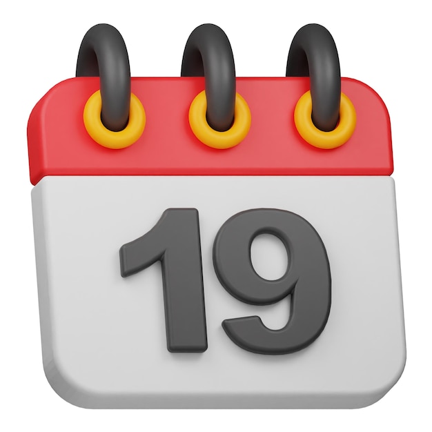 date 19 3d icon isolated on the white background