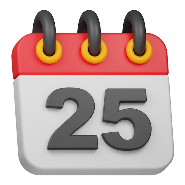 date 25 3d icon isolated on the white background