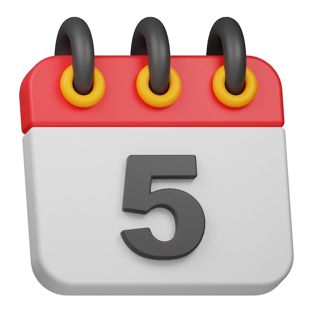 date 5 3d icon isolated on the white background