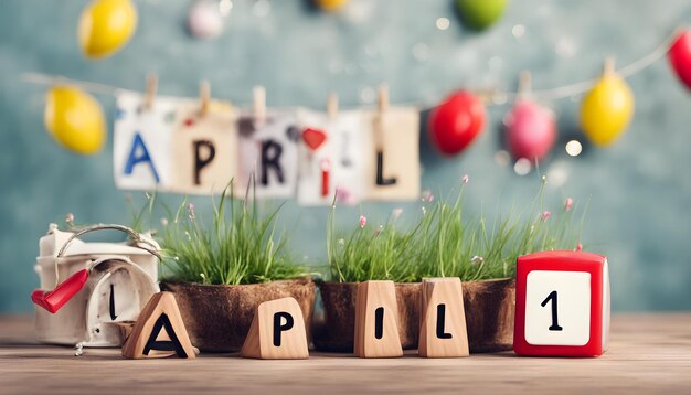 Foto date april 1 creative concept for april fools day festive decor april fools day calendar