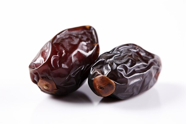 A date fruit sits on a white background