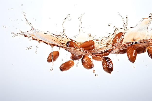 date fruits falling into water product showcase illustration