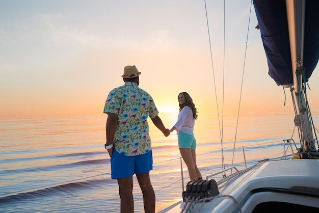 Date of guy and girl on a yacht