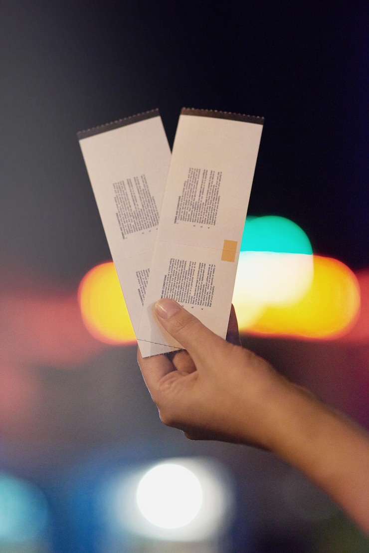 Photo date night starts here shot of an unrecognizable person holding up two tickets