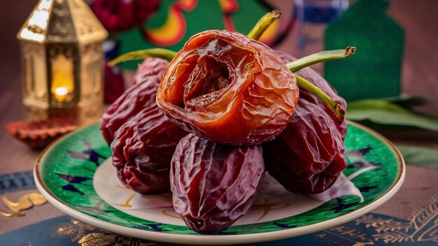 Photo date palm fruit or kurma ramadan food