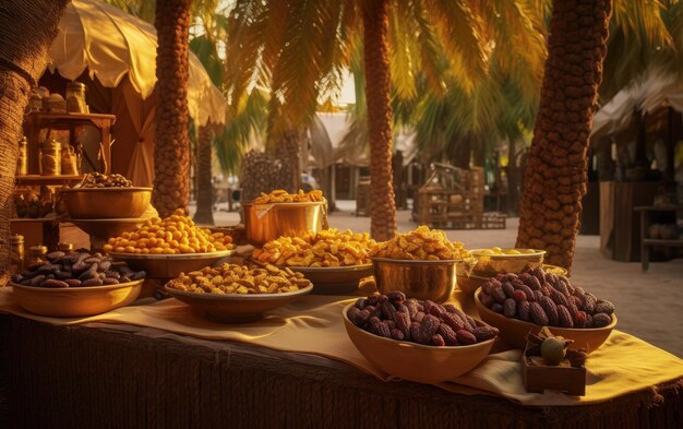 Dates in a bowl on a bazaar table