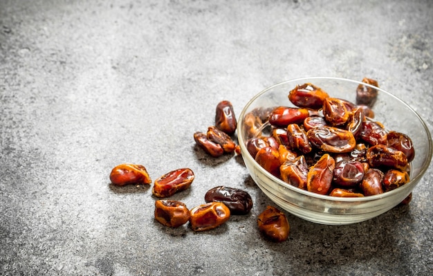 Dates in a bowl .