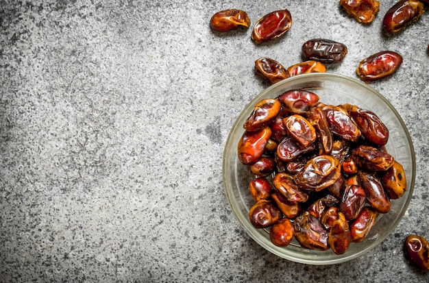 Dates in a bowl .