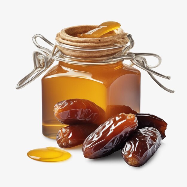 Dates and Honey White Background Photography